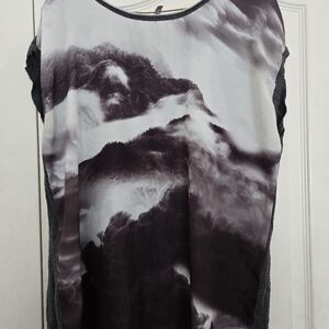 Monochrome Cloud Print T-Shirt